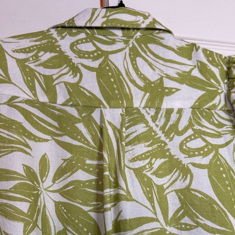 Rachel Parcell Green Leaf Print Mini Dress with waist ties size S - Picture 12 of 13